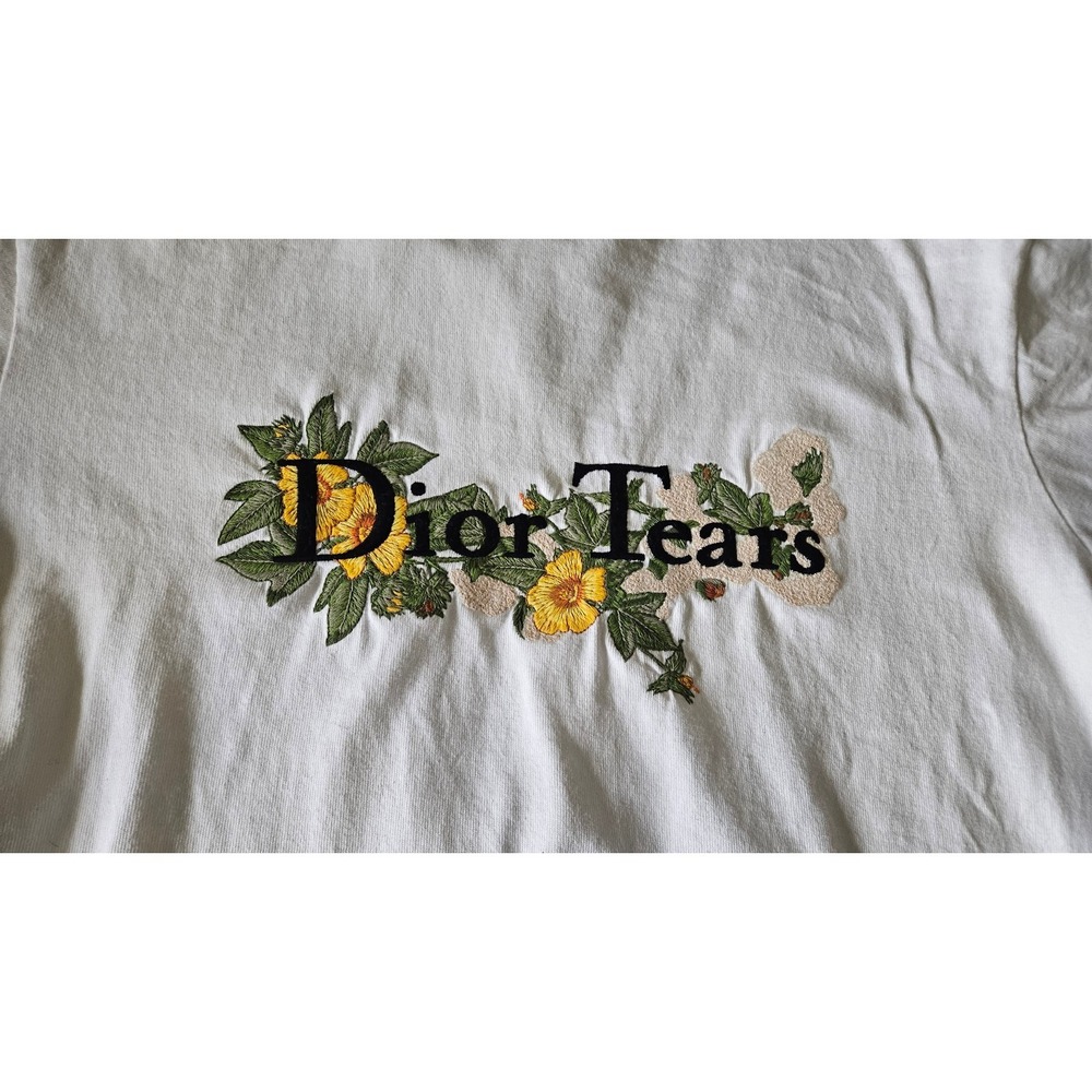 ShirtDior x Denim Tears Embroidered Logo Flower Design T Shirt Used - Picture 3 of 12